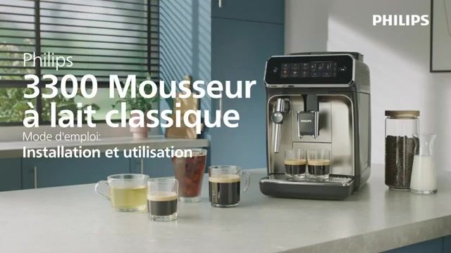 Philips Série 3300 SilentBrew Noir / Gris perle EP3324/40 Machine expresso broyeur, 5 boissons, mousseur lait