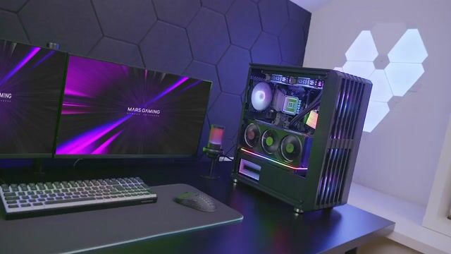 MARS GAMING Custodia mid tower ATX MC-Vault RGB con pannello in vetro (nero)