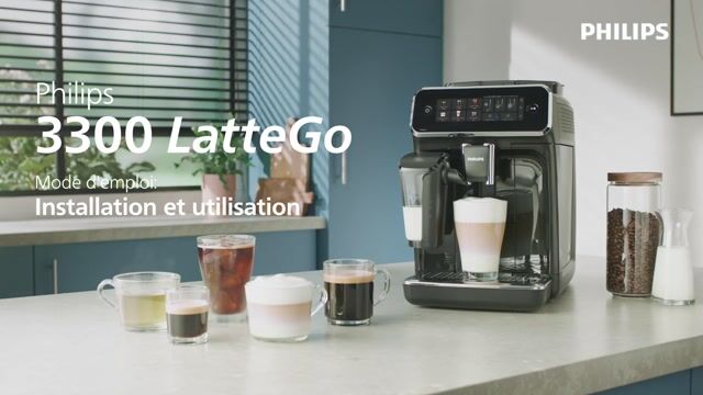 Philips Série 3300 SilentBrew Noir / Gris perle EP3324/40 Machine expresso broyeur, 5 boissons, mousseur lait