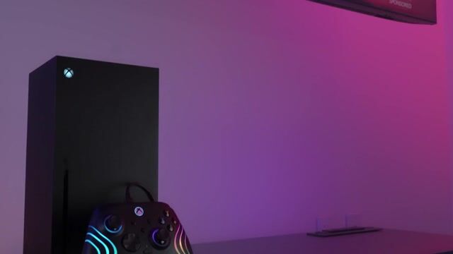 Controlador Turtle Beach Afterglow Wave Violeta Controlador de juego RGB con cable - Licencia para Xbox Series XS, Xbox One y Windows - Botones programables, gatillos con efecto Hall, controles de audio